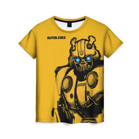 Женская футболка 3D с принтом BUMBLEBEE в Екатеринбурге, 100% полиэфир ( синтетическое хлопкоподобное полотно) | прямой крой, круглый вырез горловины, длина до линии бедер | bumblebee | автобот | бамблби | герой | камаро | прайм | робот | трансформеры | фильм | шевроле