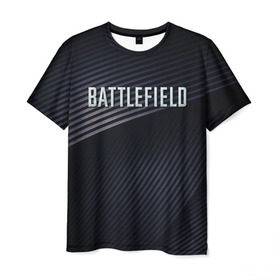 Мужская футболка 3D с принтом BATTLEFIELD в Екатеринбурге, 100% полиэфир | прямой крой, круглый вырез горловины, длина до линии бедер | battlefield | бателфилд | игра | компьютерная игра | надпись | поле битвы | стрелялка | шутер