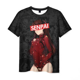 Мужская футболка 3D с принтом Anime (Senpai 1) в Екатеринбурге, 100% полиэфир | прямой крой, круглый вырез горловины, длина до линии бедер | ahegao | anime | manga | sempai | senpai | аниме | ахегао | манга | семпай | сенпай
