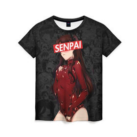 Женская футболка 3D с принтом Anime (Senpai 1) в Екатеринбурге, 100% полиэфир ( синтетическое хлопкоподобное полотно) | прямой крой, круглый вырез горловины, длина до линии бедер | ahegao | anime | manga | sempai | senpai | аниме | ахегао | манга | семпай | сенпай