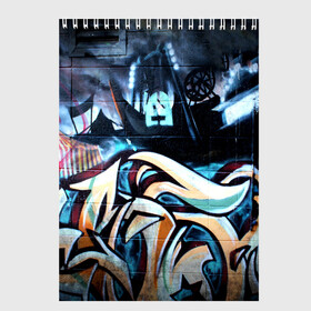 Скетчбук с принтом GRAFFITY в Екатеринбурге, 100% бумага
 | 48 листов, плотность листов — 100 г/м2, плотность картонной обложки — 250 г/м2. Листы скреплены сверху удобной пружинной спиралью | graffity | paint | street art | urban | город | граффити | искусство | кирпичи | краски | рисунки | стена | улицы | уличное искусство