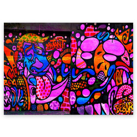 Поздравительная открытка с принтом Неоновое граффити в Екатеринбурге, 100% бумага | плотность бумаги 280 г/м2, матовая, на обратной стороне линовка и место для марки
 | grafity | paint | street art | urban | город | граффити | искусство | кирпичи | краски | рисунки | стена | улицы | уличное искусство