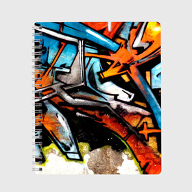 Тетрадь с принтом Граффити в Екатеринбурге, 100% бумага | 48 листов, плотность листов — 60 г/м2, плотность картонной обложки — 250 г/м2. Листы скреплены сбоку удобной пружинной спиралью. Уголки страниц и обложки скругленные. Цвет линий — светло-серый
 | grafity | paint | street art | urban | город | граффити | искусство | кирпичи | краски | рисунки | стена | улицы | уличное искусство