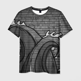 Мужская футболка 3D с принтом Волны Граффити в Екатеринбурге, 100% полиэфир | прямой крой, круглый вырез горловины, длина до линии бедер | 