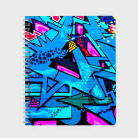 Тетрадь с принтом GRAFFITY в Екатеринбурге, 100% бумага | 48 листов, плотность листов — 60 г/м2, плотность картонной обложки — 250 г/м2. Листы скреплены сбоку удобной пружинной спиралью. Уголки страниц и обложки скругленные. Цвет линий — светло-серый
 | grafity | paint | street art | urban | город | граффити | искусство | кирпичи | краски | рисунки | стена | улицы | уличное искусство