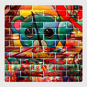 Магнитный плакат 3Х3 с принтом Милый Зверёк Граффити в Екатеринбурге, Полимерный материал с магнитным слоем | 9 деталей размером 9*9 см | grafity | paint | street art | urban | город | граффити | искусство | кирпичи | краски | рисунки | стена | улицы | уличное искусство