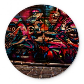 Коврик круглый с принтом disquared urban graffity в Екатеринбурге, резина и полиэстер | круглая форма, изображение наносится на всю лицевую часть | grafity | paint | street art | urban | город | граффити | искусство | кирпичи | краски | рисунки | стена | улицы | уличное искусство