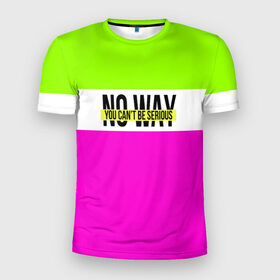 Мужская футболка 3D спортивная с принтом Serious зелено-розовый в Екатеринбурге, 100% полиэстер с улучшенными характеристиками | приталенный силуэт, круглая горловина, широкие плечи, сужается к линии бедра | кислотные костюмы | кислотные цвета | неон | флуоресцентные принты