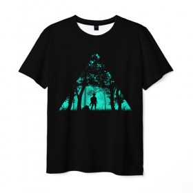 Мужская футболка 3D с принтом Таинственный лес в Екатеринбурге, 100% полиэфир | прямой крой, круглый вырез горловины, длина до линии бедер | кислотные костюмы | кислотные цвета | неон | флуоресцентные принты