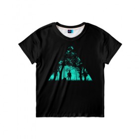 Детская футболка 3D с принтом Таинственный лес в Екатеринбурге, 100% гипоаллергенный полиэфир | прямой крой, круглый вырез горловины, длина до линии бедер, чуть спущенное плечо, ткань немного тянется | кислотные костюмы | кислотные цвета | неон | флуоресцентные принты