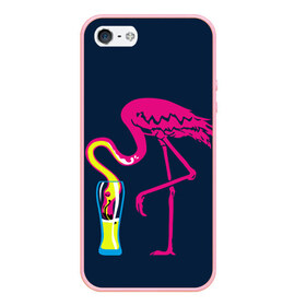 Чехол для iPhone 5/5S матовый с принтом Кислотный фламинго в Екатеринбурге, Силикон | Область печати: задняя сторона чехла, без боковых панелей | кислотные костюмы | кислотные цвета | неон | флуоресцентные принты