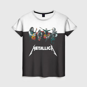 Женская футболка 3D с принтом Metallica в Екатеринбурге, 100% полиэфир ( синтетическое хлопкоподобное полотно) | прямой крой, круглый вырез горловины, длина до линии бедер | metallica | барабаны | гитары | дэйвмастейн | метал | металисты | металлика | неформалы | рок | рокеры