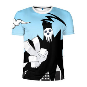 Мужская футболка 3D спортивная с принтом Soul Eater - Shinigami в Екатеринбурге, 100% полиэстер с улучшенными характеристиками | приталенный силуэт, круглая горловина, широкие плечи, сужается к линии бедра | lord death | shinigami | soul eater | пожиратель душ | синигами