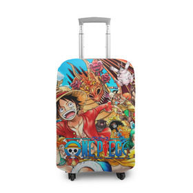 Чехол для чемодана 3D с принтом куча мала One Piece в Екатеринбурге, 86% полиэфир, 14% спандекс | двустороннее нанесение принта, прорези для ручек и колес | anime | manga | one | one piece | piece | аниме | ван пис | дракон | манга | пират | пираты | фрукты