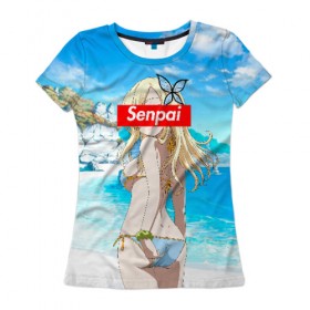 Женская футболка 3D с принтом Anime (Senpai 3) в Екатеринбурге, 100% полиэфир ( синтетическое хлопкоподобное полотно) | прямой крой, круглый вырез горловины, длина до линии бедер | ahegao | anime | manga | sempai | senpai | аниме | ахегао | манга | семпай | сенпай