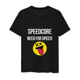 Мужская футболка хлопок с принтом Speedcore в Екатеринбурге, 100% хлопок | прямой крой, круглый вырез горловины, длина до линии бедер, слегка спущенное плечо. | frenchcore | gabber | hardcore | hardcoremusic | speedcore