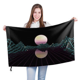 Флаг 3D с принтом Retro Wave в Екатеринбурге, 100% полиэстер | плотность ткани — 95 г/м2, размер — 67 х 109 см. Принт наносится с одной стороны | hipster | neon | retro wave | vaporwave | геометрия | космос | неон | хипстер