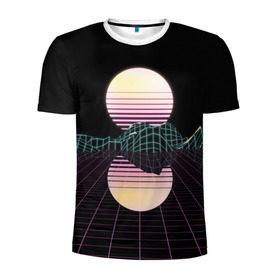 Мужская футболка 3D спортивная с принтом Retro Wave в Екатеринбурге, 100% полиэстер с улучшенными характеристиками | приталенный силуэт, круглая горловина, широкие плечи, сужается к линии бедра | hipster | neon | retro wave | vaporwave | геометрия | космос | неон | хипстер