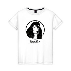 Женская футболка хлопок с принтом Пират Пудель в Екатеринбурге, 100% хлопок | прямой крой, круглый вырез горловины, длина до линии бедер, слегка спущенное плечо | dog | dog face | pirate | poodle | пират | пудель | собака