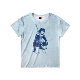 Детская футболка 3D с принтом Бездомный Бог в Екатеринбурге, 100% гипоаллергенный полиэфир | прямой крой, круглый вырез горловины, длина до линии бедер, чуть спущенное плечо, ткань немного тянется | delivery god | milkshake kazubisha | noragami | yato | yukine | бездомный бог | бисямон | дайкоку | кадзума | манга | маю | нора | норагами | тэндзин | хиери ики | юкинэ | ято