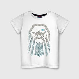 Детская футболка хлопок с принтом Odinn в Екатеринбурге, 100% хлопок | круглый вырез горловины, полуприлегающий силуэт, длина до линии бедер | good | viking | vikings | бог | викинг | викинги | кельтское | один | плетение | скандинавы | язычник
