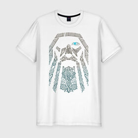 Мужская футболка премиум с принтом Odinn в Екатеринбурге, 92% хлопок, 8% лайкра | приталенный силуэт, круглый вырез ворота, длина до линии бедра, короткий рукав | good | viking | vikings | бог | викинг | викинги | кельтское | один | плетение | скандинавы | язычник
