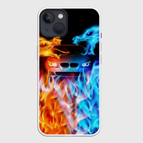 Чехол для iPhone 13 с принтом BMW в Екатеринбурге,  |  | bmw | авто | автомобиль | бмв | вода | логотип | машина | огонь | огонь и вода