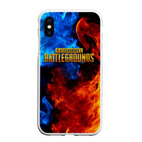 Чехол для iPhone XS Max матовый с принтом PUBG в Екатеринбурге, Силикон | Область печати: задняя сторона чехла, без боковых панелей | battlegrounds | playerunknown s | pubg | вода | игра | компьютерная игра | огонь | огонь и вода | пубг | шутер