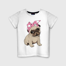 Детская футболка хлопок с принтом Собачка в Екатеринбурге, 100% хлопок | круглый вырез горловины, полуприлегающий силуэт, длина до линии бедер | dog | pug | мопс | собака