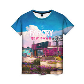 Женская футболка 3D с принтом Far Cry New Dawn в Екатеринбурге, 100% полиэфир ( синтетическое хлопкоподобное полотно) | прямой крой, круглый вырез горловины, длина до линии бедер | 
