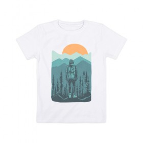 Детская футболка хлопок с принтом Adventure в Екатеринбурге, 100% хлопок | круглый вырез горловины, полуприлегающий силуэт, длина до линии бедер | moutains | sun | turism | горы | закат | приключения | природа | тундра | туризм