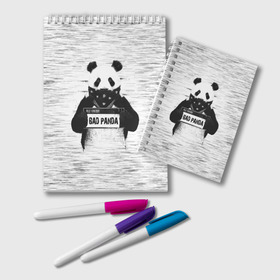 Блокнот с принтом BAD PANDA в Екатеринбурге, 100% бумага | 48 листов, плотность листов — 60 г/м2, плотность картонной обложки — 250 г/м2. Листы скреплены удобной пружинной спиралью. Цвет линий — светло-серый
 | bad | bear | panda | медведь | панда