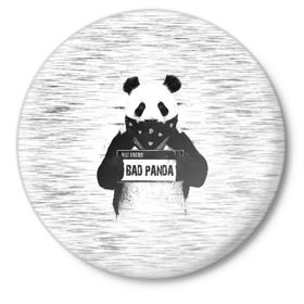 Значок с принтом BAD PANDA в Екатеринбурге,  металл | круглая форма, металлическая застежка в виде булавки | bad | bear | panda | медведь | панда