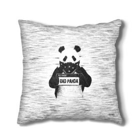 Подушка 3D с принтом BAD PANDA в Екатеринбурге, наволочка – 100% полиэстер, наполнитель – холлофайбер (легкий наполнитель, не вызывает аллергию). | состоит из подушки и наволочки. Наволочка на молнии, легко снимается для стирки | bad | bear | panda | медведь | панда