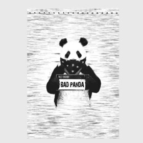 Скетчбук с принтом BAD PANDA в Екатеринбурге, 100% бумага
 | 48 листов, плотность листов — 100 г/м2, плотность картонной обложки — 250 г/м2. Листы скреплены сверху удобной пружинной спиралью | bad | bear | panda | медведь | панда
