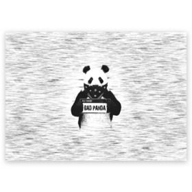Поздравительная открытка с принтом BAD PANDA в Екатеринбурге, 100% бумага | плотность бумаги 280 г/м2, матовая, на обратной стороне линовка и место для марки
 | bad | bear | panda | медведь | панда