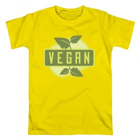 Мужская футболка хлопок с принтом Веган в Екатеринбурге, 100% хлопок | прямой крой, круглый вырез горловины, длина до линии бедер, слегка спущенное плечо. | vegan | веган | еда | здоровая | здоровая пища | растения