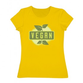 Женская футболка хлопок с принтом Веган в Екатеринбурге, 100% хлопок | прямой крой, круглый вырез горловины, длина до линии бедер, слегка спущенное плечо | vegan | веган | еда | здоровая | здоровая пища | растения