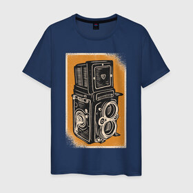 Мужская футболка хлопок с принтом Rolleiflex Камера в Екатеринбурге, 100% хлопок | прямой крой, круглый вырез горловины, длина до линии бедер, слегка спущенное плечо. | ретро | фото | фотоаппарат | фотограф | фотокамера