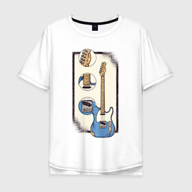 Мужская футболка хлопок Oversize с принтом Гитара в Екатеринбурге, 100% хлопок | свободный крой, круглый ворот, “спинка” длиннее передней части | guitar | гитара | гитары | музыка | музыкальные инструменты | с гитарой