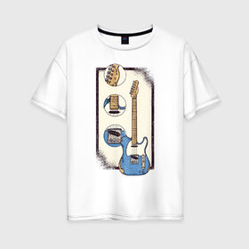 Женская футболка хлопок Oversize с принтом Гитара в Екатеринбурге, 100% хлопок | свободный крой, круглый ворот, спущенный рукав, длина до линии бедер
 | guitar | гитара | гитары | музыка | музыкальные инструменты | с гитарой