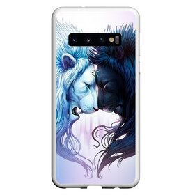 Чехол для Samsung Galaxy S10 с принтом Lions love в Екатеринбурге, Силикон | Область печати: задняя сторона чехла, без боковых панелей | love | день | лев | львиное сердце | любовь | ночь | сердце