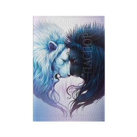 Обложка для паспорта матовая кожа с принтом Lions love в Екатеринбурге, натуральная матовая кожа | размер 19,3 х 13,7 см; прозрачные пластиковые крепления | Тематика изображения на принте: love | день | лев | львиное сердце | любовь | ночь | сердце