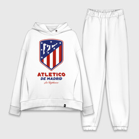 Женский костюм хлопок Oversize с принтом Атлетико Мадрид в Екатеринбурге,  |  | atletico de madrid | atletico madrid | атлетико | атлетико мадрид | болельщи | испания | клубная | кпасно белые | лалига | мадрид | матрасники | фанатская | форма | футбол | футбольная