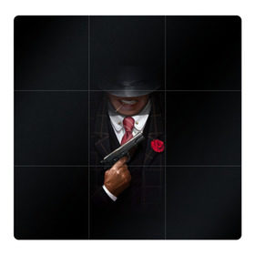 Магнитный плакат 3Х3 с принтом Mafia в Екатеринбурге, Полимерный материал с магнитным слоем | 9 деталей размером 9*9 см | gangster | gun | gungster | illustration | mafia | арт | галстук | гангстер | гвоздика | зубы | костюм | крестный отец | мафия | минимализм | оружие | пистолет | пуля | темный | черный | шляпа