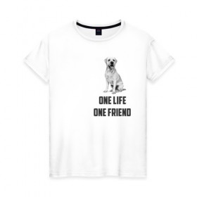 Женская футболка хлопок с принтом Labrador one в Екатеринбурге, 100% хлопок | прямой крой, круглый вырез горловины, длина до линии бедер, слегка спущенное плечо | labrador | one friends | one life | друг | друг человека | лабрадор | собака