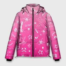 Мужская зимняя куртка 3D с принтом Lil Peep tatu в Екатеринбурге, верх — 100% полиэстер; подкладка — 100% полиэстер; утеплитель — 100% полиэстер | длина ниже бедра, свободный силуэт Оверсайз. Есть воротник-стойка, отстегивающийся капюшон и ветрозащитная планка. 

Боковые карманы с листочкой на кнопках и внутренний карман на молнии. | hip hop | lil peep | lilpeep | lilpip | pink | rap | rep | runaway | лил пип | лилпип | реп | розовый | рэп | тату | татуировки лилпипа | хип хоп | эмо рэп