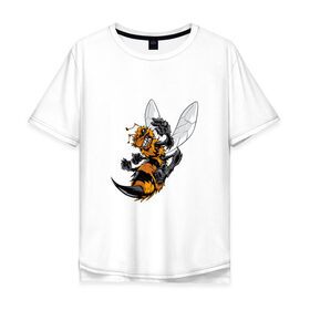 Мужская футболка хлопок Oversize с принтом Злая оса в Екатеринбурге, 100% хлопок | свободный крой, круглый ворот, “спинка” длиннее передней части | арт | жалит | жало | злая | насекомое | оса | полосатая | пчела