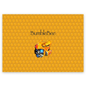 Поздравительная открытка с принтом BumbleBee в Екатеринбурге, 100% бумага | плотность бумаги 280 г/м2, матовая, на обратной стороне линовка и место для марки
 | 2019 | bumble bee | transformers | арт | бамблби | желтая | киборг | классная | мёд | надпись | прикольная | пчела | робот | соты | трансформеры | улей | фильм