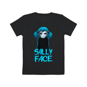 Детская футболка хлопок с принтом Sally Face (ХЛОПОК) в Екатеринбурге, 100% хлопок | круглый вырез горловины, полуприлегающий силуэт, длина до линии бедер | 